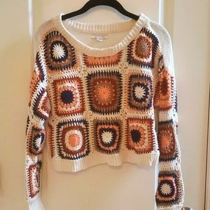 AE Crochet Square Sweater Size XS